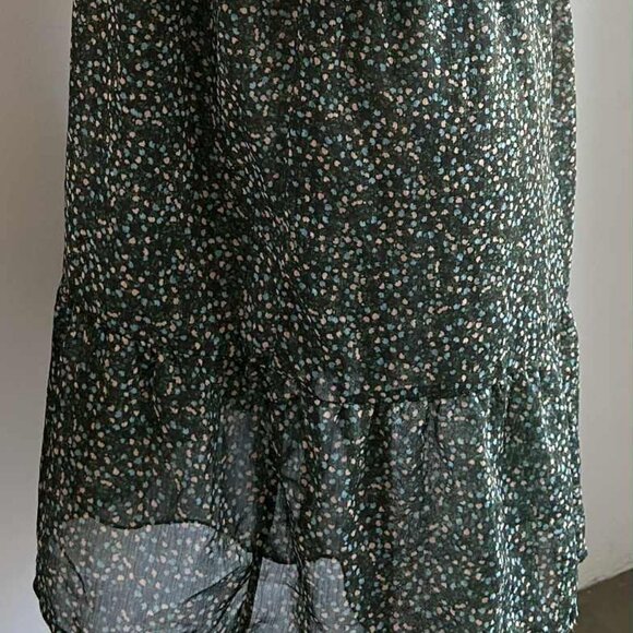 Park & Fifth Green Micro-Floral Chiffon Tiered Double Layered Mini Dress – US M - Picture 6 of 11